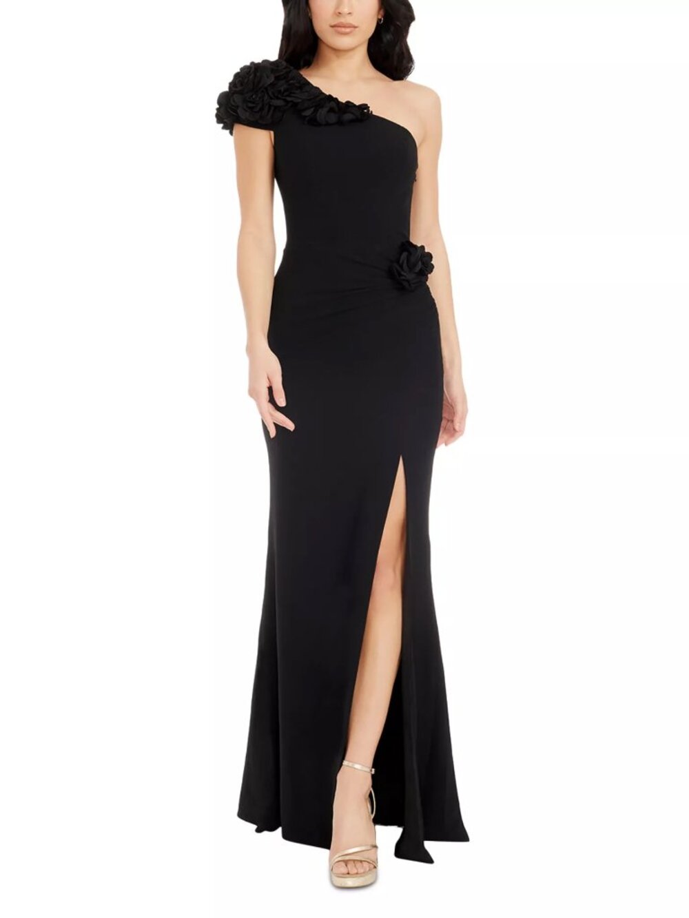 Dress the Population Aubrielle Rosette One Shoulder Gown